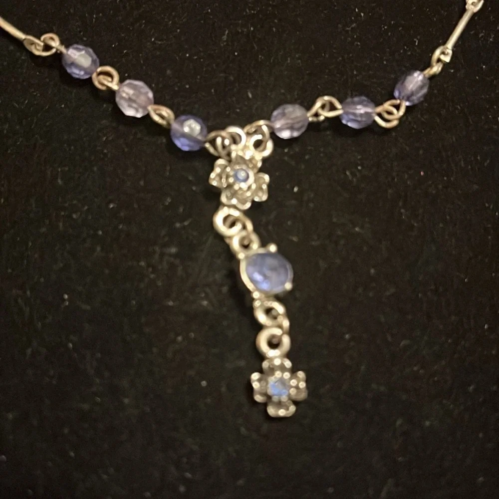 Blue and Silver Beaded Necklace